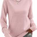 DUTUT Women's Long Sleeve Glitter Tops Crewneck Pullover Sweater Basic Casual Solid Color Tunic Tops Fall Soft Sweater (Pink, XL)