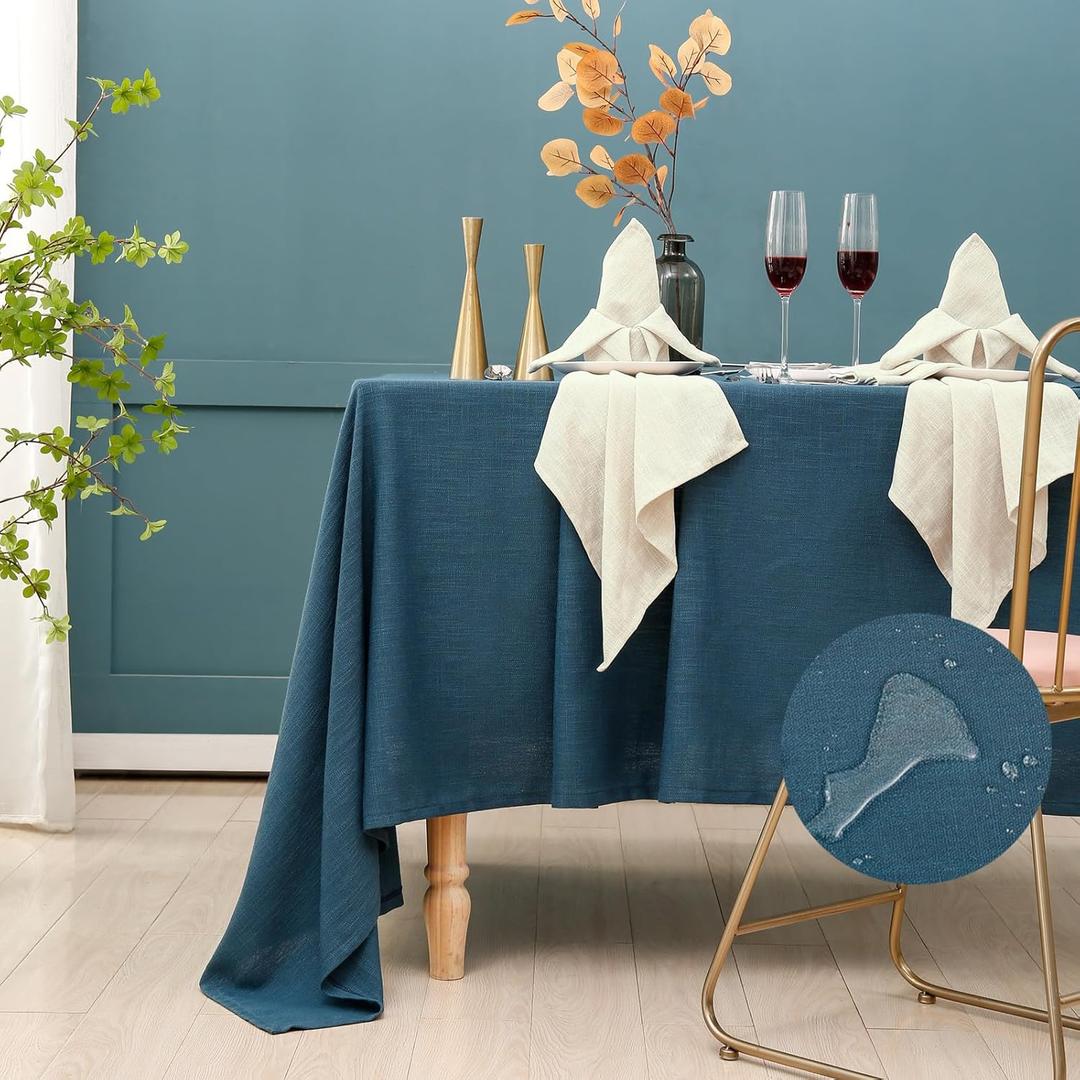 ZIWUROAD Square Tablecloth, Blue Table Cloth for Square or Round Tables, Waterproof Spill Proof Washable Tablecloth, Linen Dining Table Cover for Wedding, Party, Farmhouse - 54'' x 54'', Blue