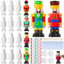 Cinnvoice 16 Pcs Ceramic Christmas Nutcracker Bulk DIY Painting Kit Ceramics to Paint Your Own Nutcracker Statues with Brush Palette Paint for Xmas Favors Holiday