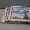 Coastal Wall Art Nautical Bathroom Decor Vintage Beach Theme Pictures Wall Art Vintage Beachy Paintings Canvas Prints Watercolor Flowers Posters Blue Seascape Framed Artwork Home Decorations 12x12