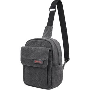 TULLIO Camera Bag Small Canvas Crossbody Purse Waterproof Dslr Camera Bag Case for Photographer (Black Gray)