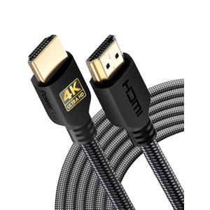 PowerBear 4K HDMI Cable 20 ft | Long Hdmi Cable, Braided Nylon & Gold Connectors, 4K @ 60Hz, Ultra HD, 2K, 1080P, ARC & CL3 Rated | for Laptop, Monitor, PS5, PS4, Xbox One, Fire TV, & More
