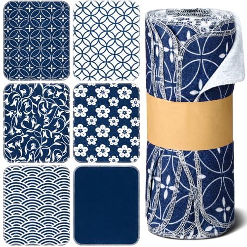 Noveread 36 Pack Japanese Reusable Cleaning Cloths Washable Cotton Kitchen Towels for Home (Blue)