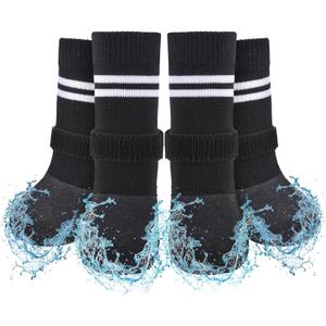 SCENEREAL Anti Slip Dog Boots & Paw Protectors for Hardwood Floor, Extended Dog Socks to Prevent Licking Paws, Waterproof Pet Snow Rain Shoe for Winter Medium Senior Dogs, Black M (Medium(Paw width 2.04in/5.2cm))
