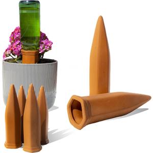 6-Pack Natural Terracotta Watering Spikes for Indoor and Outdoor Plants - Automatic Plant Waterer - Self Watering Spikes for Bottles - Vacation Plant Watering Device - Self Watering Planter Insert