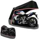 AUTOLION Full Enclosed Motorcycle Cover,Waterproof for Outdoor & Indoor Storage, 600D Heavy Duty with Reflective Strips, Fits Scooters & Touring Motorcycles up to Length 108" x 45" x 59" Black&Gray