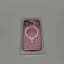 360° Spin CD Stand for iPhone 17 Pro Max Case Compatible with Magsafe Ring [Never Yellow][DIY Glitter Cardstock] Camera Protection Plating Clear Cute Phone Case for Women Girls 6.9'', Pink