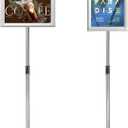 Adjustable Poster Stand Holder Heavy Duty Snap Open Aluminum Pedestal Floor Standing Sign Holder Vertical and Horizontal View Sign Displayed (Silver, 8.5x11inches)