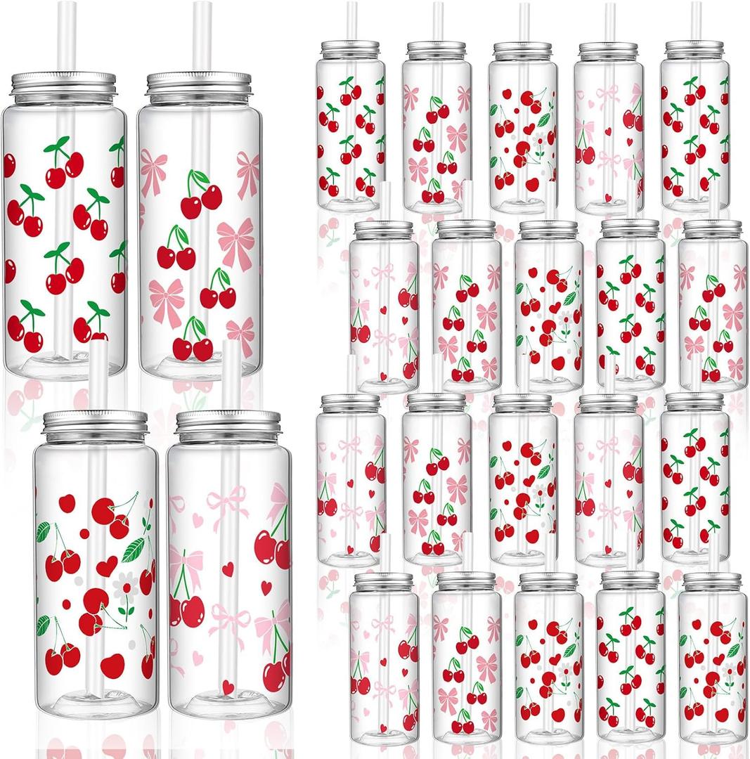 Willinglong 24 Pcs Coquette Bow Aesthetic Cup Pink Bow Plastic Tumbler with Lids and Straws Reusable Cute Plastic Cups for Women Birthday Bridal Shower Wedding Party Supplies (Cherry,13.5oz)