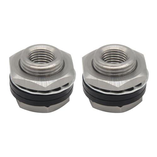 Fitvell Stainless Steel Bulkhead Fitting 1/4" NPT Female Bulked Coupler Thru-bulk Tank Fitting Connector (pack of 2)