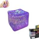 Premium Block Cube Squishy Ice Cube Squishies for Adults, Squishy Cube, Stress Cube (Boxed Purple)