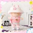 5 Pcs Stylish Set for 17cm Dolls with Fashion Hat ,Water Bottle,Skirt,Shoes and Sweater Outfit Set, Cute Doll Style Accessories Gift(Cute,Pink)