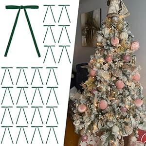 Brightown Velvet Ornaments Bows for Christmas Tree Ribbon -30 PC, 5 x 7 Inch Rustic Crafts Gift Bows Vintage Velvet Ribbon Bows for Christmas Tree Garland Home Wedding Decoration(Green)