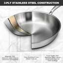 EWFEN Tri-Ply Stainless Steel Frying Pans Set, 8/10/12 Cooking pans, PFOA&PTFE Free Skillet, Induction Cooking Pan, Dishwasher and Oven Safe, Fast & Even Heat, Heavy Duty and Detachable Handle
