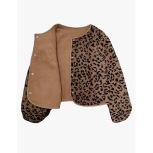 MakeMeChic Women's Cheetah Print Jackets Winter Faux Fur Coat Y2K Long Sleeve Button Down Jackets, L
