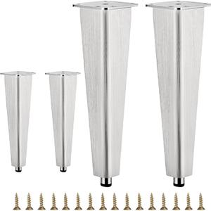 9 7/8 inch Brushed Chrome Aluminum Furniture Legs Set of 4, Adjustable Metal Dresser feet Made of Aluminum Alloy (Chrome)