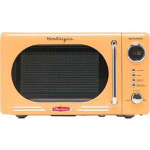Nostalgia Countertop Microwave Oven with Easy Clean Interior- Retro Microwave with LED Display & Child Lock- Compact 0.7 Cu. Ft Oven With 12 Pre-Programmed Settings for any kitchen-700-Watts-Orange