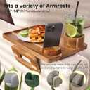 3 in 1 Acacia Wood Couch Arm Tray,Couch Tray with Cup Holder and Phone Holder,Folding Sofa Armrest Trays Clip-On Sofas Desk for Drinks,Snacks,Phone,Remote Control