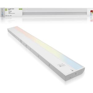 ASD LED Under Cabinet Lighting Plug in or Hardwired 40 Inch, Dimmable Under Cabinet Lights with High/Low/Off Switch, 3CCT 2700K-4000K, Linkable Under Counter Lights for Kitchen, ETL Listed, White, 1 Pack