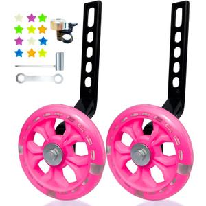 DDJKCZ Training Wheels Flash Mute Big Wheel Compatible for 12 14 16 18 20 inch Single Speed Bicycle(rose)