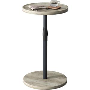Adjustable End Table, Small Round Side Table, Drink Table for Small Spaces, Pedestal Nightstand for Living Room, Bedroom, Sofa Couch, Oak ET-010QK