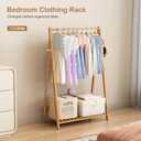 Small Clothes Hanging Racks,Bamboo Wood Kids Clothing Garment Racks for Cloths,Free Standing Dress Costume Rack for Bedroom,Living Room, Commercial,Small Space