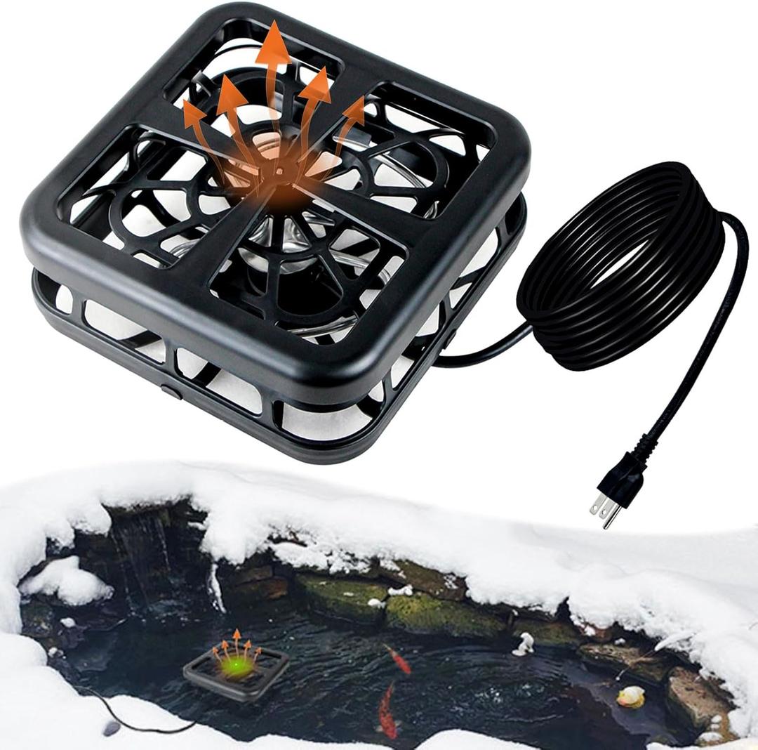 1000 Watt Pond Heater, Floating Pond Heaters for Outdoor Ponds with Fish, Water Trough Stock Tank Heater Deicer, Automatic Thermostatic Control with LED Indicator, 11.8 Ft Cord, Black (1000W)