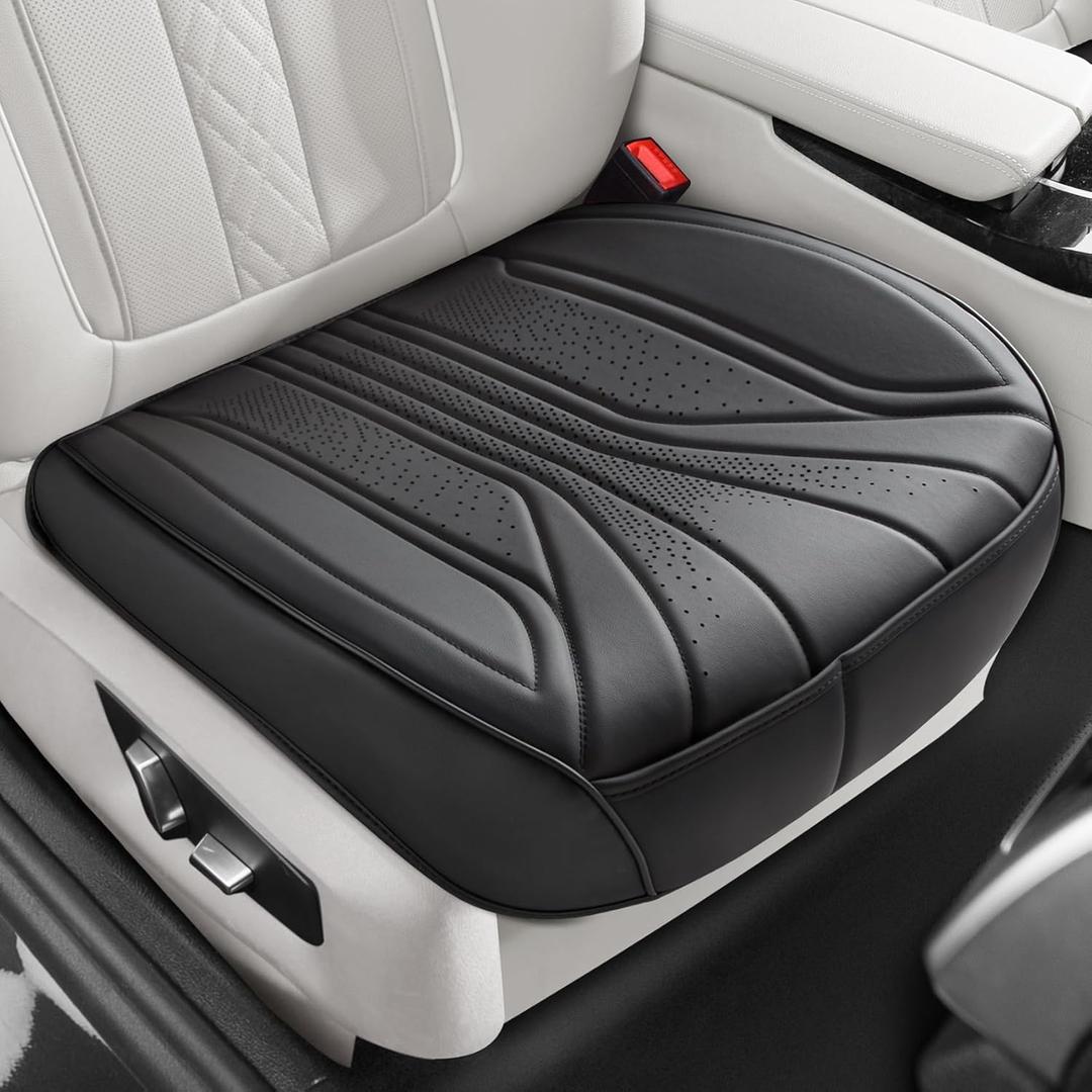 2 Pack Leather Bottom Car Seat Covers,Front Seat Covers for Cars,Driver Car Seat Cover,Luxury Faux Leather Seat Protectors,Full Wrap,Waterproof,for Most Vehicles,Sedan,SUV,Truck (Black) (Standard - Style A)