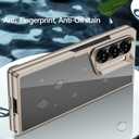 Clear Case for Samsung Galaxy Z Fold 6, Slim Fit Hard PC Case with Front Screen Protector, Anti-Yellowing Translucent Back Anti-Scratch Shockproof Cover for Samsung Z Fold 6 5G(Gold)