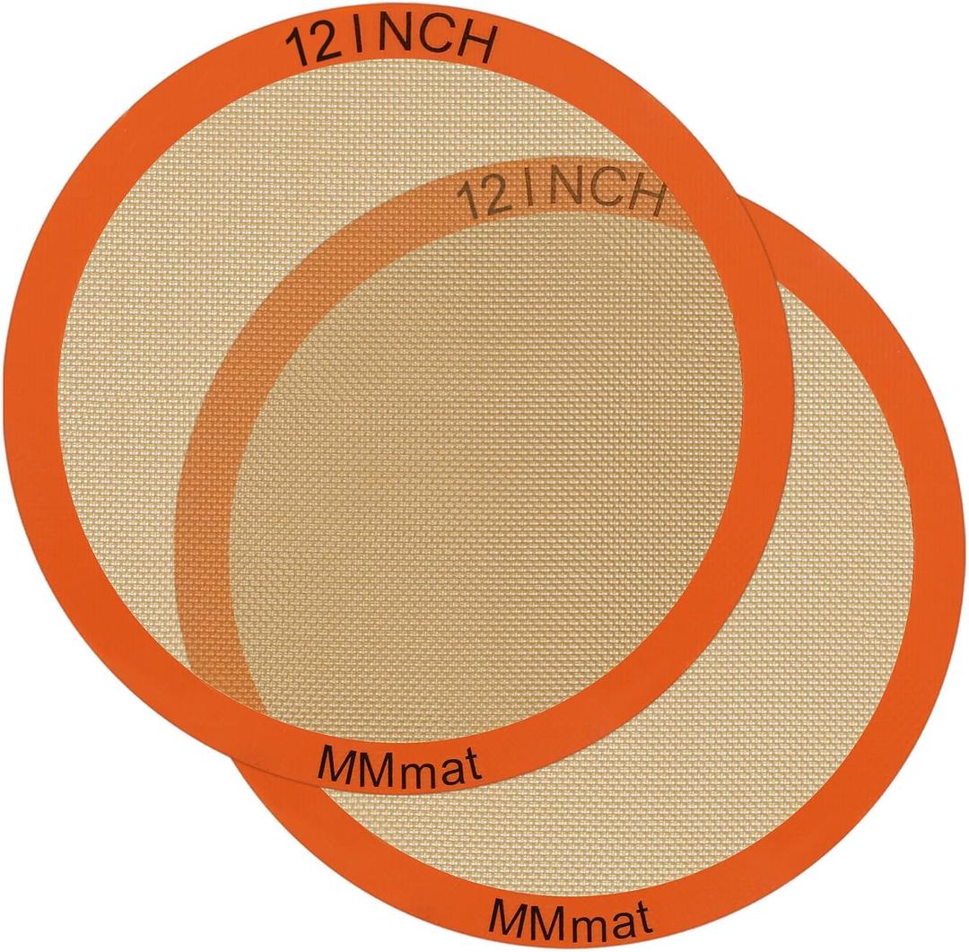 Silicone Baking Mats Set of 2 Round Non-Stick Reusable Air Fryer Linner - Best German Silicone - 12 inch