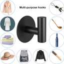 Self-Adhesive Coat Hooks, Stainless Steel Heavy Duty Wall Hooks, Towel Hooks for Hanging Robes, Aprons, Coats and Hats in Bathrooms,Kitchens and Hotels(2 Pack, Black)