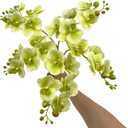 5 Artificial Orchid Flower Stems 18 Inches Real Touch Faux Phalaenopsis Stems Fake Orchid Flowers Arrange for Wedding Bridal Bouquets Home Office Indoor Decorations (Green)