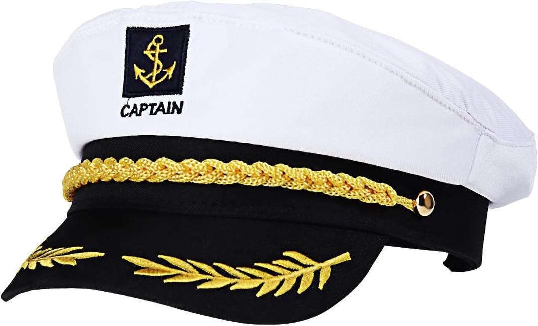 LUOEM Adjustable Yacht Captain's Hat Sailors Sea Cap Captain Hat Adult Sailor Cosplay Costume Accessory (White)
