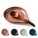 Ceramic Cooking Spoon Holder for Kitchen Counter, Large Utensil Rest for Spoons, Ladles, Tongs, Spatula, 5 Inches (Reactive Red Glazed)