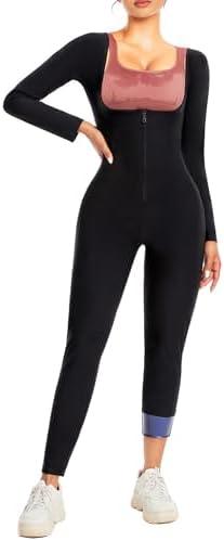 CEIUEO Sauna Suit for Women Full Body Waist Trainer for Belly Fat Sauna Jumpsuit Workout Sweat Suit, XL