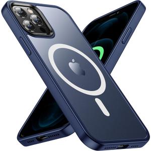 Magnetic Case for iPhone 12 Pro Max Case [Military Drop Protection] [Compatible with MagSafe] Anti-Fingerprint Shockproof Translucent Matte Case for iPhone 12 Pro Max Phone Case (6.7"), Blue