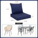 Favoyard Outdoor Seat Cushion Set 19 x 19 Inch Waterproof & Fade Resistant Patio Furniture Cushions with Removable Cover Deep Seat & Back Cushion with Tie Straps for Chair Sofa Couch, Blue