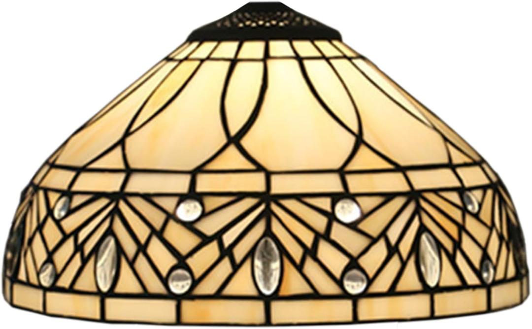 Tiffany Lamp Shade Replacement 12X7 Inch Clear Crystal Beads Stained Glass Lampshade Only with Cap Fit for Table Lamp Pendant Light Ceiling Fixture Torchiere Lamp Floor Lamp
