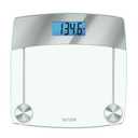 Taylor Digital Scales for Body Weight, Extra Highly Accurate 440 LB Capacity, Unique Blue LCD, Stainless Steel Accents GlassPlatform, 12.4 x 12.4 Inches, Clear