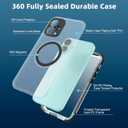 Magnetic Waterproof Frosted Case for iPhone 16 Plus 6.7 inch, with Wrist Strap, Built-in Screen Camera Protector, Military Grade Shockproof, Full Body Rugged Phone Cover, Black-Side