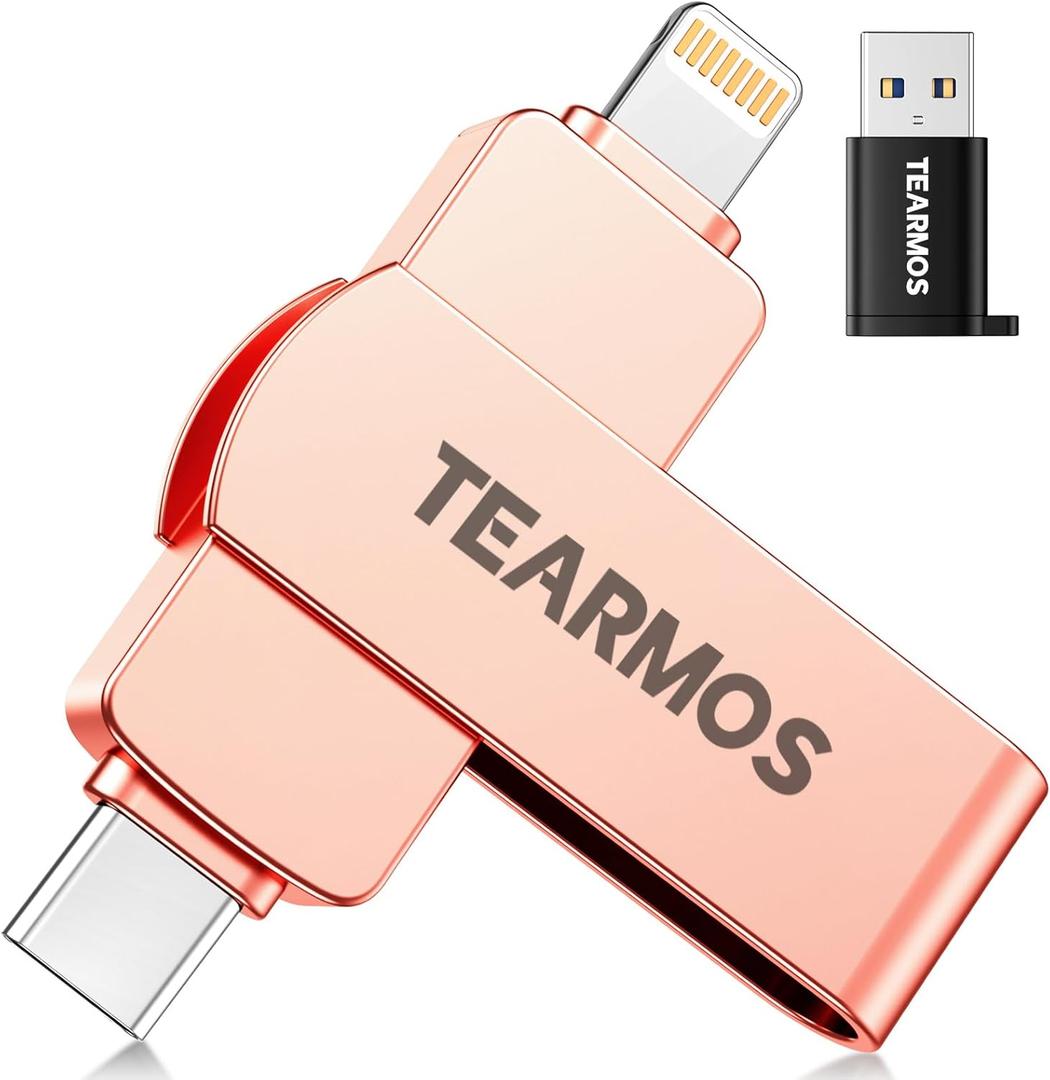 512GB Flash Drive Intended for iPhone iPad, Memory Stick Storage for Photos and Videos Backup, Compatible with iPhone iPad Android PC, Plug and Play, No Application Required (Rose Gold)