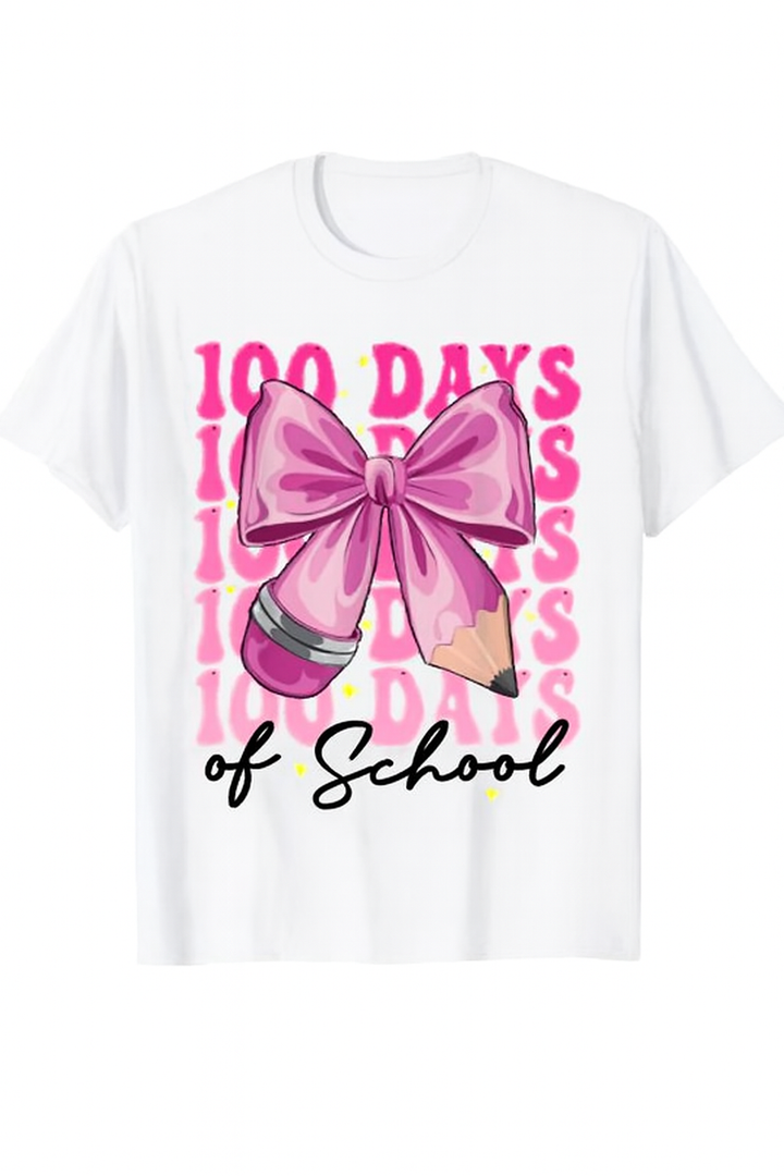 100 Days of School Girls Coquette Bow 100th Day of School T-Shirt, Kids, 130