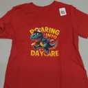 Roaring Into Daycare First Day of Daycare T-Rex Dinosaur T-Shirt Red