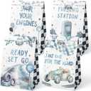 Race Car Party Favor Bags - 24 Pcs with Stickers - Watercolor Race Car Themed Birthday Party Supplies