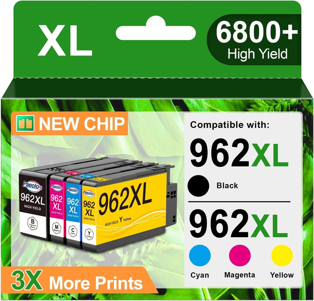 962 962XL Ink Cartridges Combo Pack for HP 962XL Ink Cartridges Combo Pack for HP 962 XL for HP Ink 962 for HP 9010 Ink Cartridge Officejet Pro 9010 9015 9020 9018 9025 Printer (962XL Ink 4-Pack)