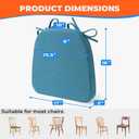 Sunsleek Chair Cushions for Dining Chairs, D-Shaped Seat Cushions with Removable Washable Cover and Ties, Chair Pads for Kitchen, Indoor Dining Room, Patio Chairs, 17'' x 16'', Set of 4, Blue, 4 Count
