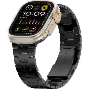 MioHHR Stainless Steel Band Compatible with Apple Watch Band 49mm 46mm 45mm 44mm 42mm(Series 3/2/1), Adjustable Metal Band for Men iWatch Series 10 9 8 7 6 5 4 3 2 1 SE SE2 SE3 Ultra3/2/1, Black