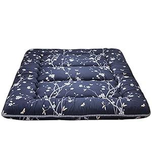 MAXYOYO Black Floral Japanese Futon Floor Mattress, Bed Mattress Topper Portable Thick Sleeping Pad Floor Bed Roll Up Camping Mattress Folding Couch Bed Mattress Pad for Guest Room King