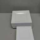 SETUP 100-Piece White Square Plastic Dinnerware Set  50 9.5" Dinner & 50 6.5" Salad Plates  Heavy-Duty Disposable for Weddings, Catering, Parties