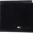 Tommy Hilfiger Men's Slim Leather Bifold Passcase Wallet with Removable ID Window